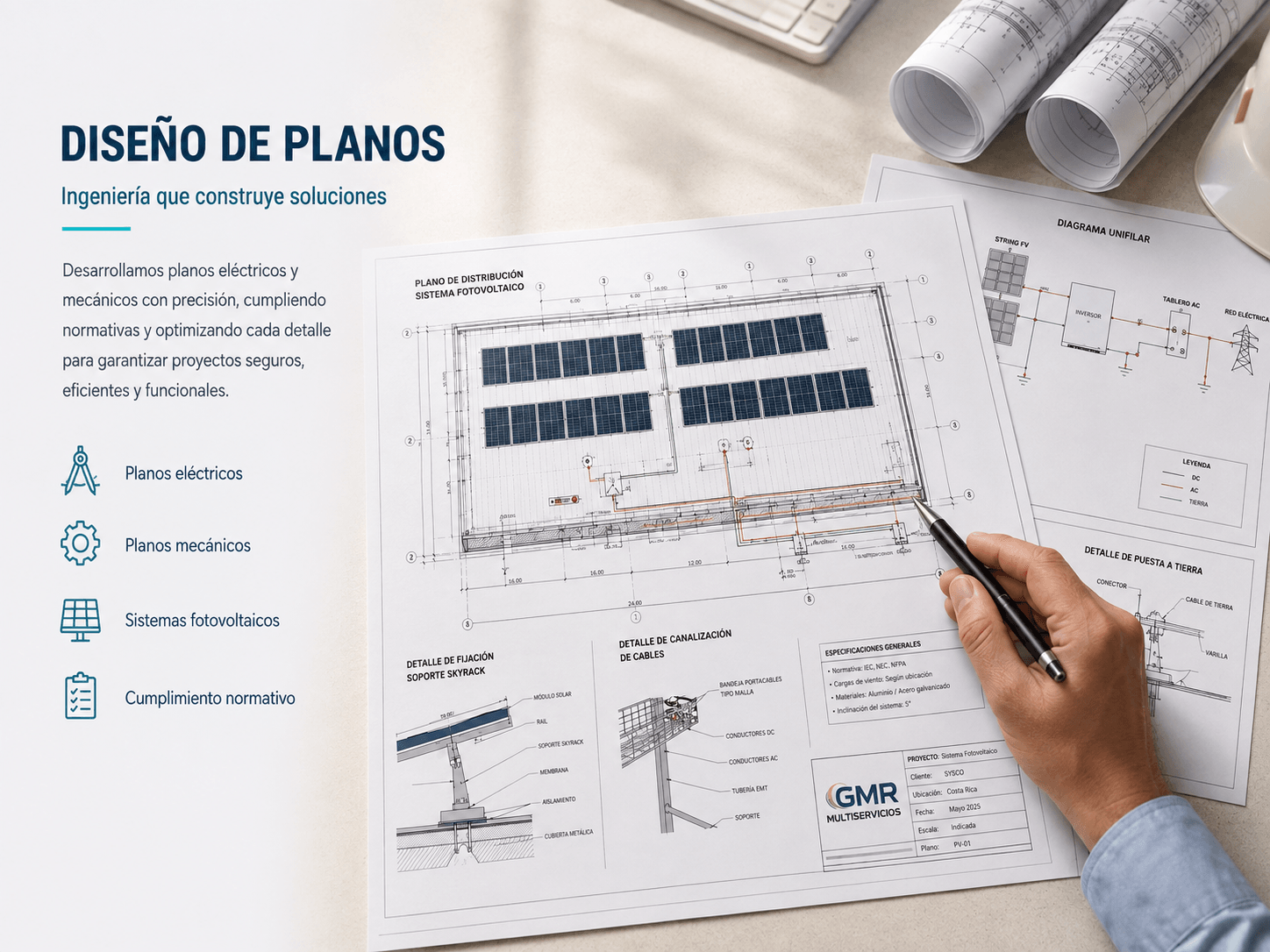 Instalación industrial de GMR Multiservicios utilizada como apoyo visual para servicios profesionales y trámites ante el CFIA.